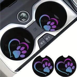 Black Car Coasters with Heart and Paw Print